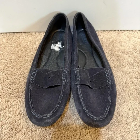 Born Shoes Womens Size 7.5 Blue Suede Driving Loafers Slip On Comfort Casual - Picture 2 of 8